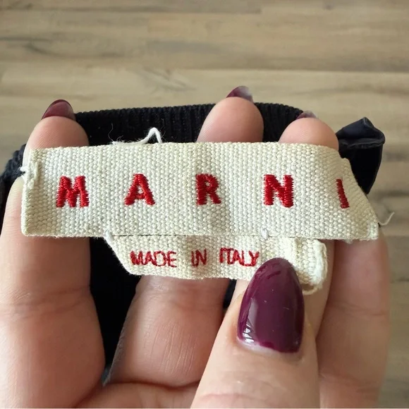 Marni Navy Blue Mixed Media Cotton Poplin Knit Short Sleeve Top - size 2 (IT 38) - Picture 5 of 7